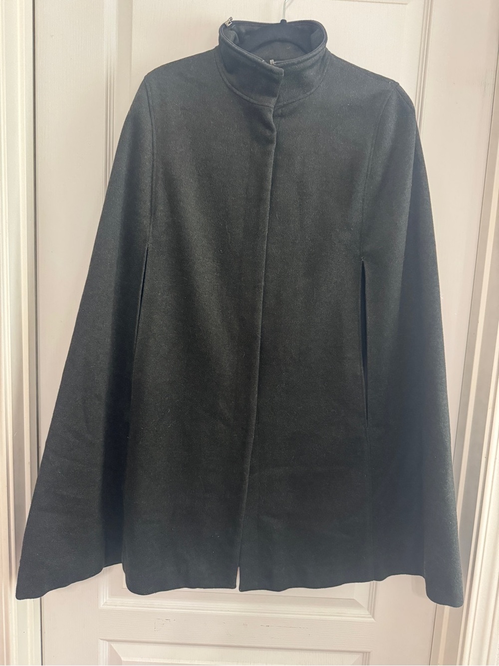 A.P.C. Black Wool Stand-Collar Cape Coat Vintage - Gorgeous! Made in France